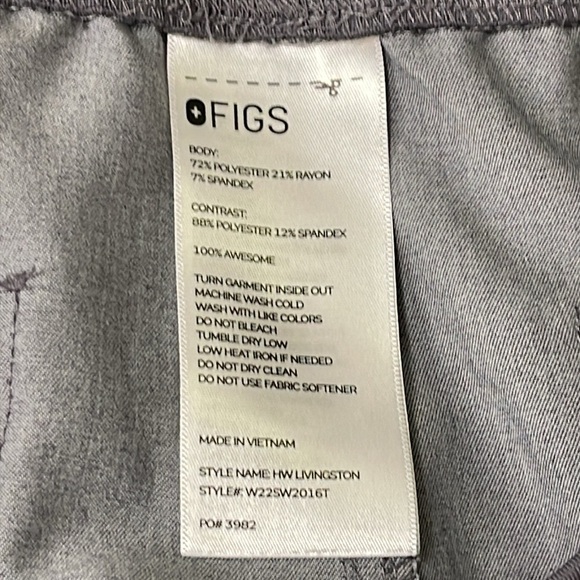 Figs Women’s High Waisted Livingston Basic Scrub Pants Sz XXL Gray Medical Nurse - Picture 9 of 11